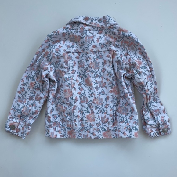 7 for all Mankind Girls Toddler Floral White Denim Jacket Size 24 months - Picture 2 of 5